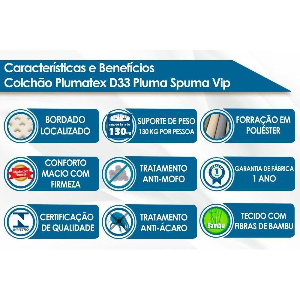 Colchão Solteiro Espuma D33 Pluma Spuma Vip (88x188x24) - Plumatex - 2