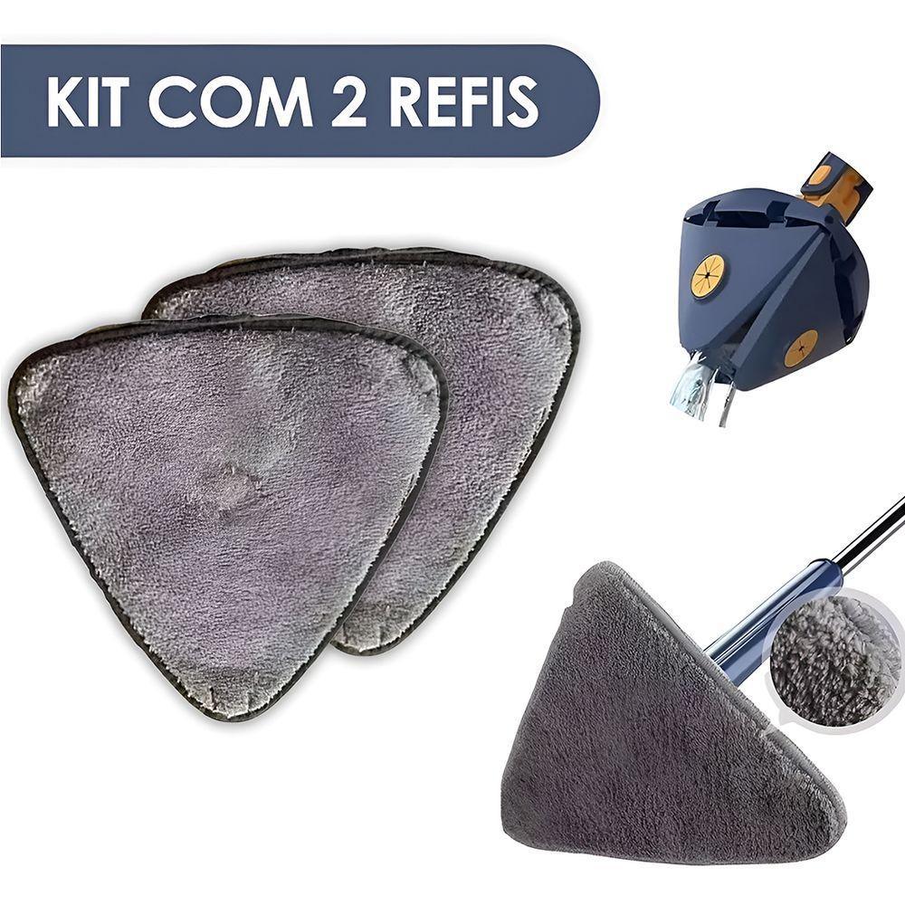 Mop Giratório Triangular Lava E Seca Com Cabo Ajustável E 2 Refis Microfibra - 3