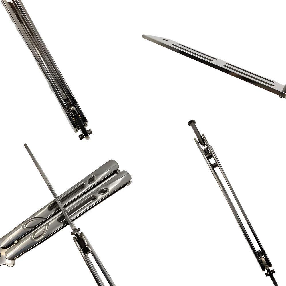 Canivete De Treino Bsl-2 Fidget Tricks Prateado Aço Inox Sem Corte Butterfly Profissional - 5