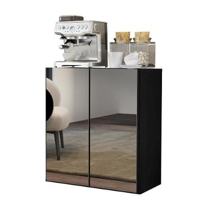 Aparador Buffet 2 Portas Com Espelho Vegas V3611 Preto Preto