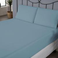 Jogo De Lençol Dia A Dia Liso 3 Peças Casal 80% Algodão - 20% Poliéster Percal 140 Fios Cor:azul - 2