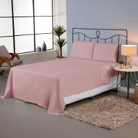 Jogo De Lençol Ponto Palito Completo 4 Peças Casal 80% Algodão - 20% Poliéster Percal 140 Fios Cor:rosê - 2