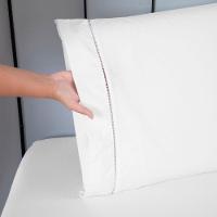 Jogo De Lençol Ponto Palito Completo 4 Peças Queen 80% Algodão - 20% Poliéster Percal 140 Fios Cor:branco - 4