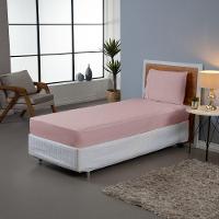 Jogo De Lençol Ponto Palito Simples 2 Peças Solteiro 80% Algodão - 20% Poliéster Percal 140 Fios Cor:rosê - 2