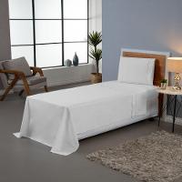 Jogo De Lençol Ponto Palito Completo 3 Peças Solteiro 80% Algodão - 20% Poliéster Percal 140 Fios Cor:branco - 2