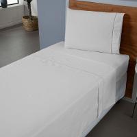 Jogo De Lençol Ponto Palito Completo 3 Peças Solteiro 80% Algodão - 20% Poliéster Percal 140 Fios Cor:branco - 3