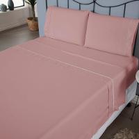 Jogo De Lençol Ponto Palito Completo 4 Peças King 80% Algodão - 20% Poliéster Percal 140 Fios Cor:rosê - 4