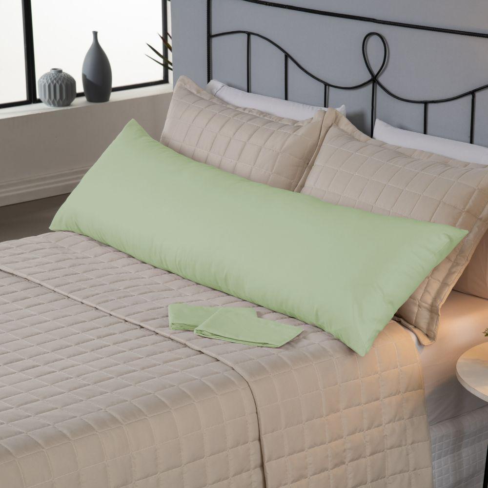 Capa Para Travesseiro Fofuxão 1 Peça 1,46m X 46cm 80% Algodão - 20% Poliéster Percal 140 Fios Com Zíper Cor:verde - 2