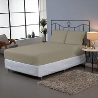 Jogo De Lençol Dia A Dia Liso 3 Peças King 80% Algodão - 20% Poliéster Percal 140 Fios Cor:cáqui - 2