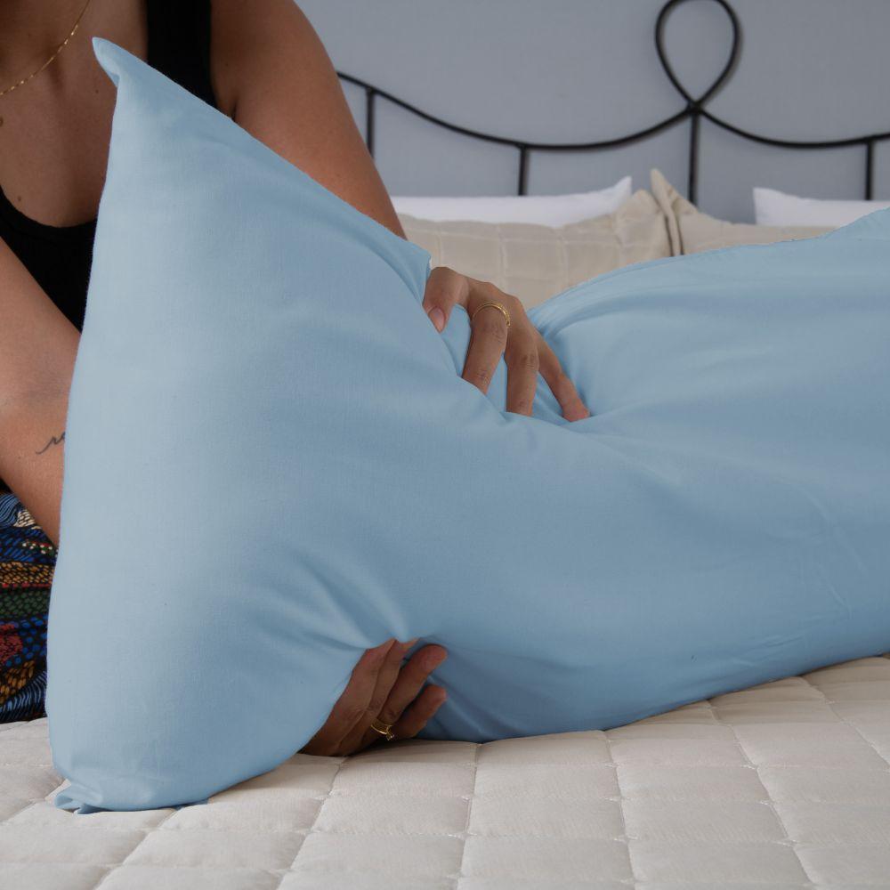 Capa Para Travesseiro Fofuxão 1 Peça 1,46m X 46cm 80% Algodão - 20% Poliéster Percal 140 Fios Com Zíper Cor:azul - 3
