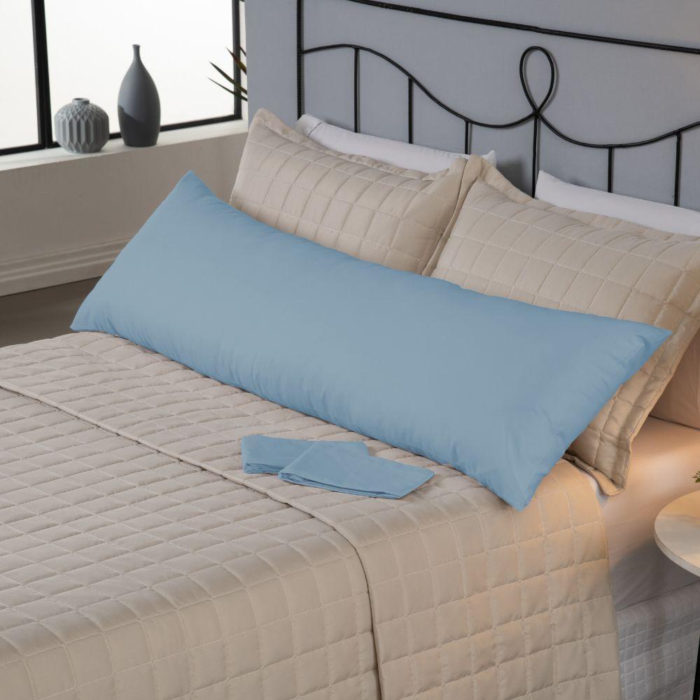 Capa Para Travesseiro Fofuxão 1 Peça 1,46m X 46cm 80% Algodão - 20% Poliéster Percal 140 Fios Com Zíper Cor:azul - 4