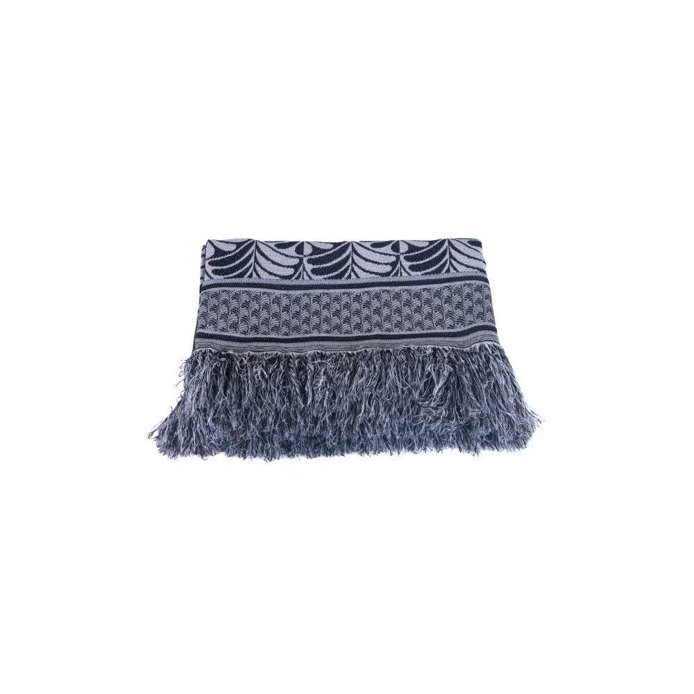 Xale Para Sofá Com Franja Luxor 1 Peça 2,10m X 1,35m 60% Algodão - 40% Poliéster Tecido Jacquard Cor:preto - 1