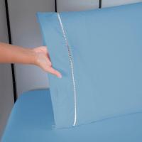 Jogo De Lençol Ponto Palito Completo 4 Peças King 80% Algodão - 20% Poliéster Percal 140 Fios Cor:azul - 4