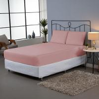 Jogo De Lençol Dia A Dia Liso 3 Peças King 80% Algodão - 20% Poliéster Percal 140 Fios Cor:rosê - 2