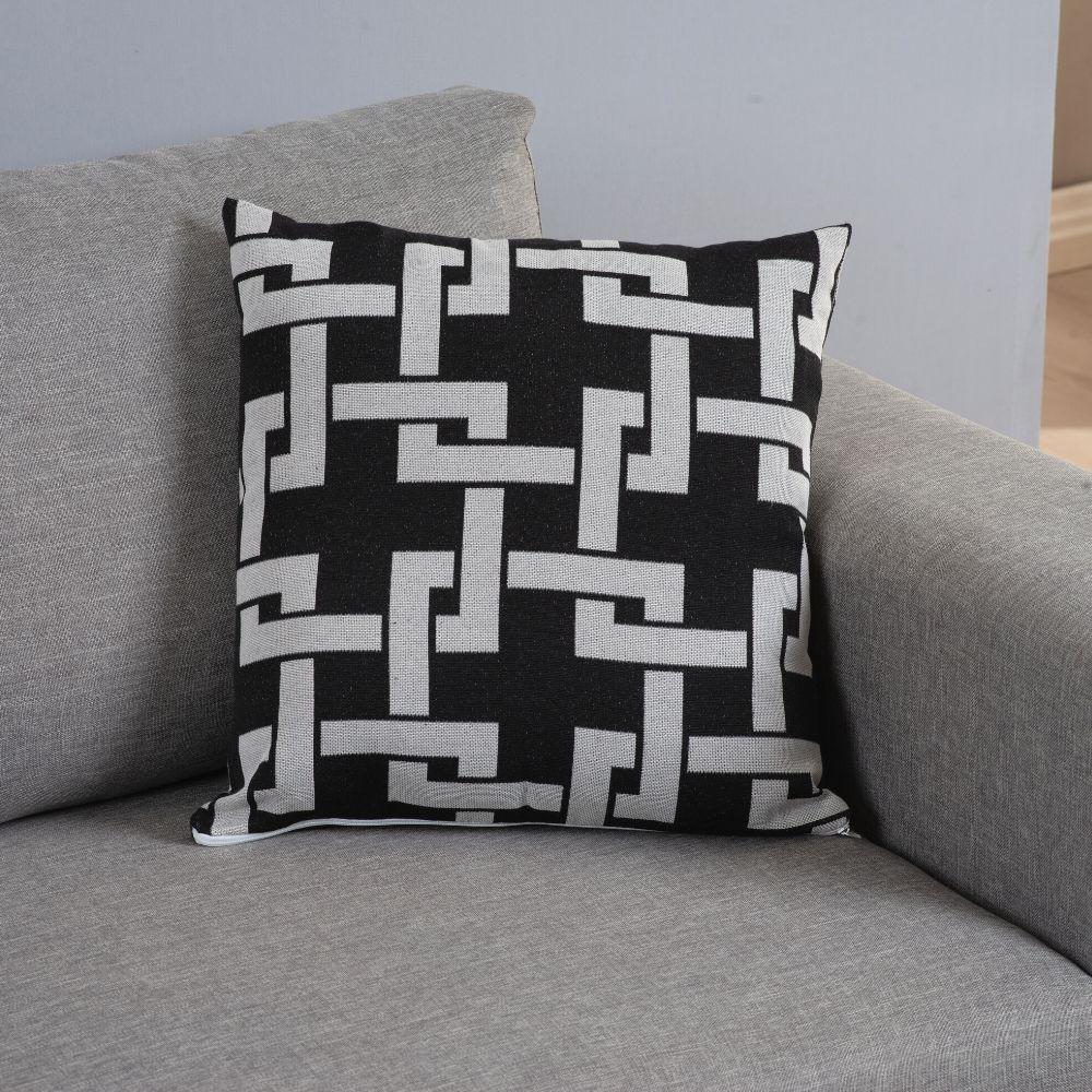 Capa Para Almofada Grécia 1 Peça 45cm X 45cm 60% Algodão - 40% Poliéster Tecido Jacquard Com Zíper Cor:preto - 3