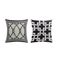 Capa Para Almofada Grécia 1 Peça 45cm X 45cm 60% Algodão - 40% Poliéster Tecido Jacquard Com Zíper Cor:preto - 1