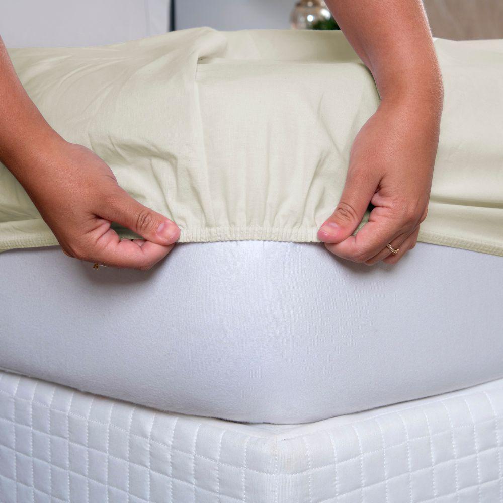 Jogo De Lençol Ponto Palito Simples 3 Peças Queen 80% Algodão - 20% Poliéster Percal 140 Fios Cor:palha - 4