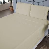 Jogo De Lençol Ponto Palito Completo 4 Peças Queen 80% Algodão - 20% Poliéster Percal 140 Fios Cor:palha - 4