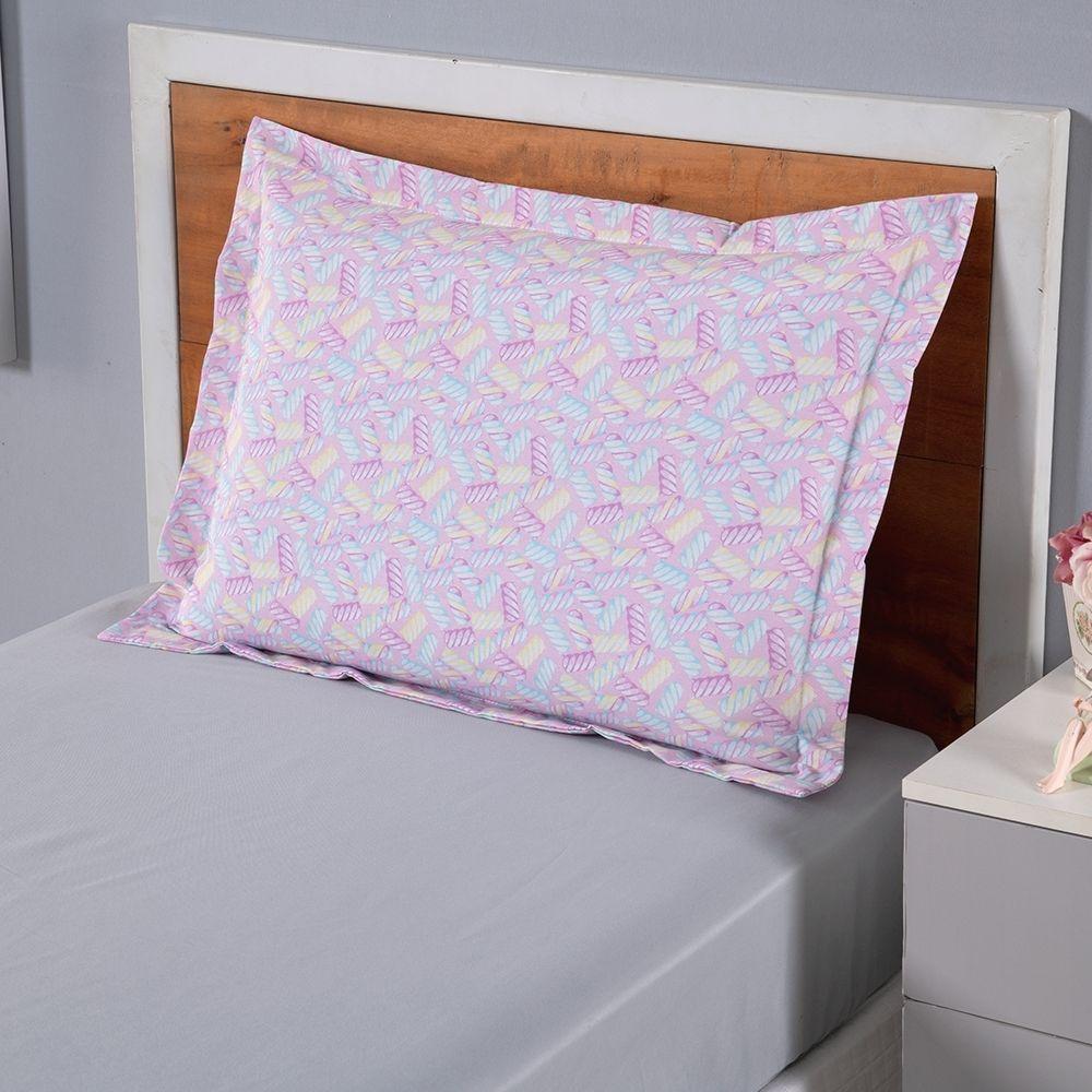 Fronha Estampada Infantil Joy 1 Peça 70cm X 50cm 80% Algodão - 20% Poliéster Percal 180 Fios Cor:marshmallow - 4