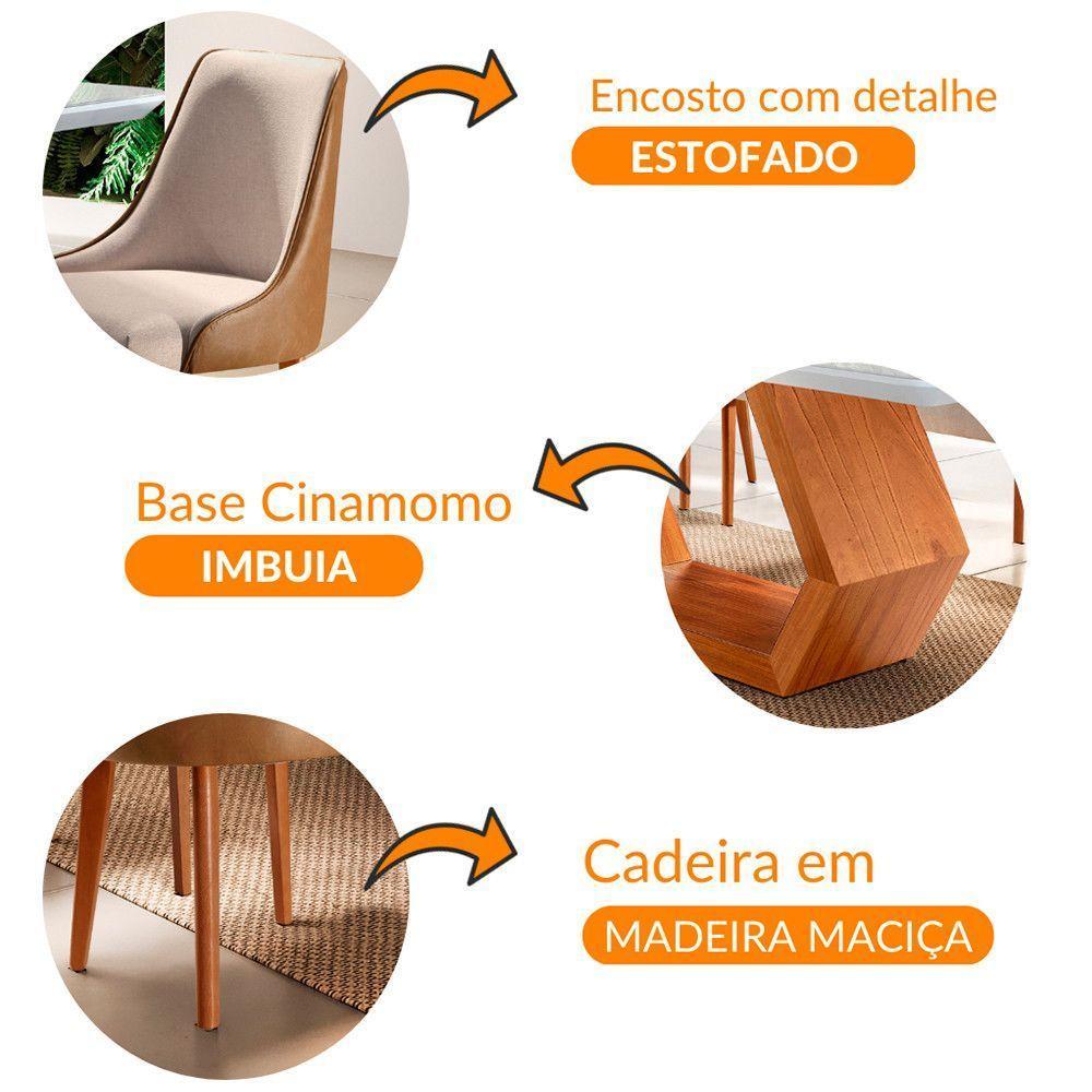 Sala De Jantar Ane 220cm 8 Cadeiras Esmeralda Moderna Off/imbuia Off/turim Caramelo - 2