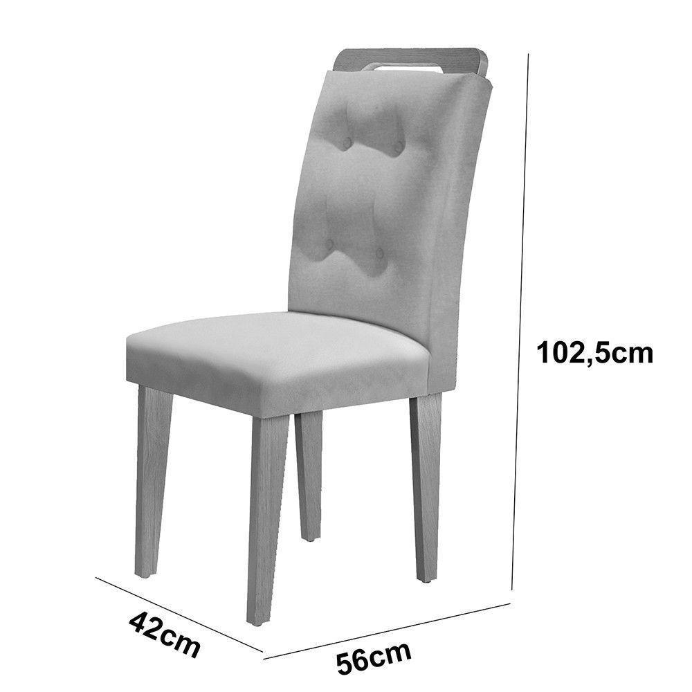 Sala De Jantar Mesa Olímpia 120cm Mdf Vidro Canto Reto Com 4 Cadeiras Carol Moderna Grafite, Off White E Imbuia - 4