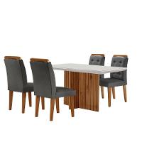 Sala De Jantar Mesa Olímpia 120cm Mdf Vidro Canto Reto Com 4 Cadeiras Carol Moderna Grafite, Off White E Imbuia - 6