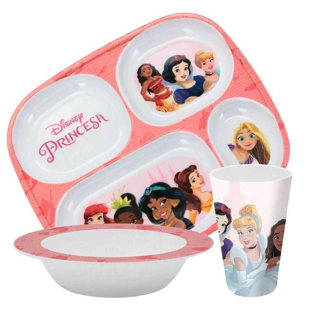 Kit Refeição Infantil Princesas Disney 6 Peças Prato Divisória, Tigela, Copo E Talheres - Tuut - 5