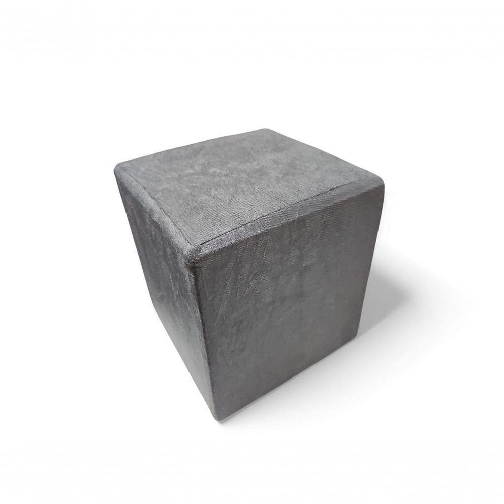 Mini Puff Banqueta Quadrado Cubo Decorativo Courino E Suede Cinza Suede - 3