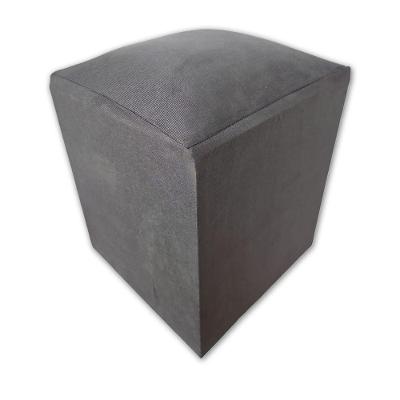 Mini Puff Banqueta Quadrado Cubo Decorativo Courino E Suede Cinza Suede
