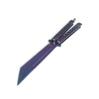 Canivete Butterfly Bsl-6 Corte Fade Roxo Verde Para Tricks Fidget Colecionador Aço Inox - 3