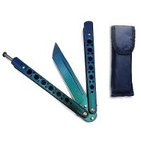 Canivete Butterfly Bsl-6 Corte Fade Roxo Verde Para Tricks Fidget Colecionador Aço Inox