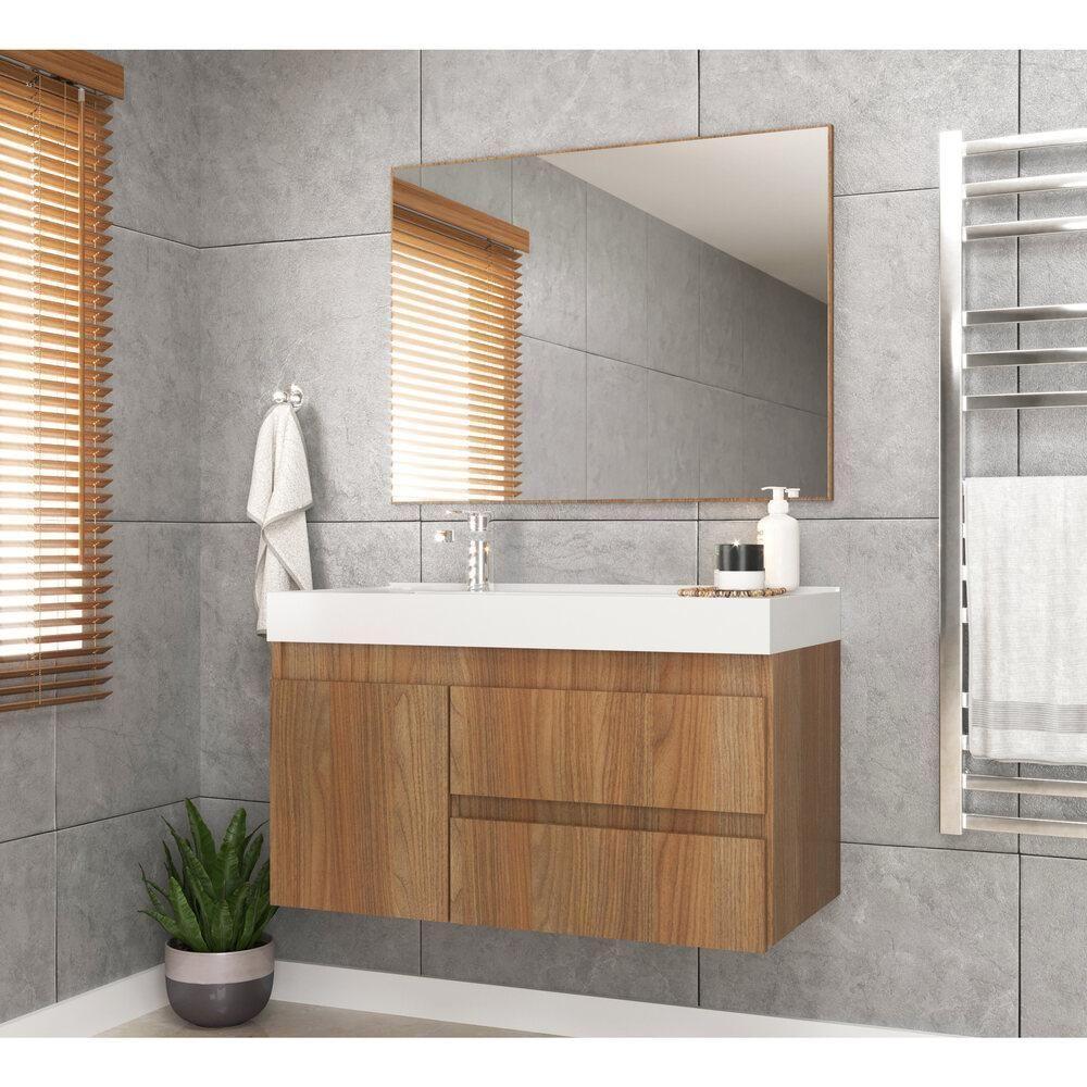 Gabinete Banheiro Com Cuba E Espelheira 80Cm Multimóveis Vcr10074 Noce Noce - 1