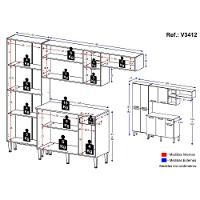 Cozinha Compacta C/ 2 Leds 3 Pçs Pequim Multimóveis V3412 Preta/Lacca Fumê Preto/Lacca Fumê - 5