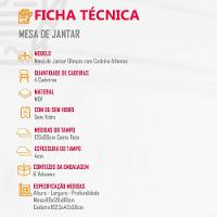 Sala De Jantar Mesa Olímpia 120cm Mdf Canto Reto Com 4 Cadeiras Athenas Marrom, Grafite E Imbuia - 3