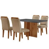 Sala De Jantar Mesa Olímpia 120cm Mdf Canto Reto Com 4 Cadeiras Athenas Turim / Grafite / Imbuia - 6