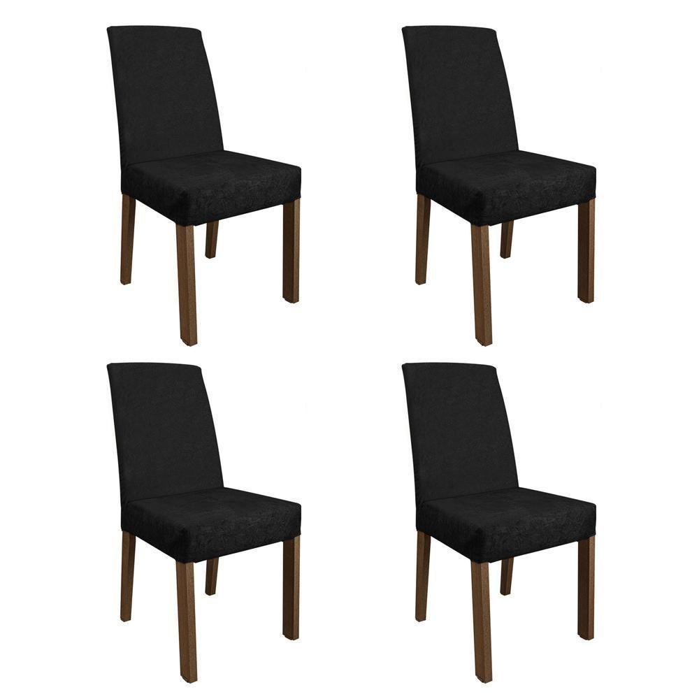 Conjunto Sala De Jantar Mesa Tampo De Vidro 4 Cadeiras Rustic/preto/oxford Zion Madesa Rustic/preto/oxford - 7