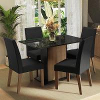 Conjunto Sala De Jantar Mesa Tampo De Vidro 4 Cadeiras Rustic/preto/oxford Zion Madesa Rustic/preto/oxford - 1