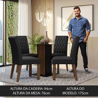 Conjunto Sala De Jantar Mesa Tampo De Vidro 4 Cadeiras Rustic Preto Oxford Noemi Madesa