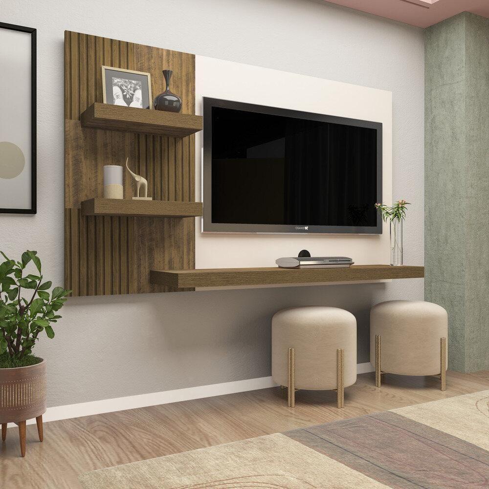 Painel Com Suporte Tv 50" Multimóveis Cr45154 Pinho/Off White Pinho/Off White - 1