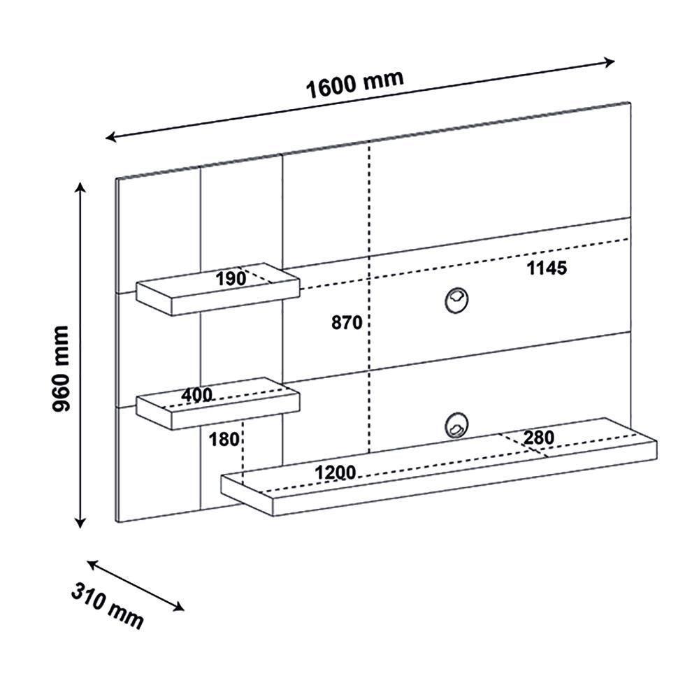 Painel Com Suporte Tv 50" Multimóveis Cr45154 Pinho/Off White Pinho/Off White - 4