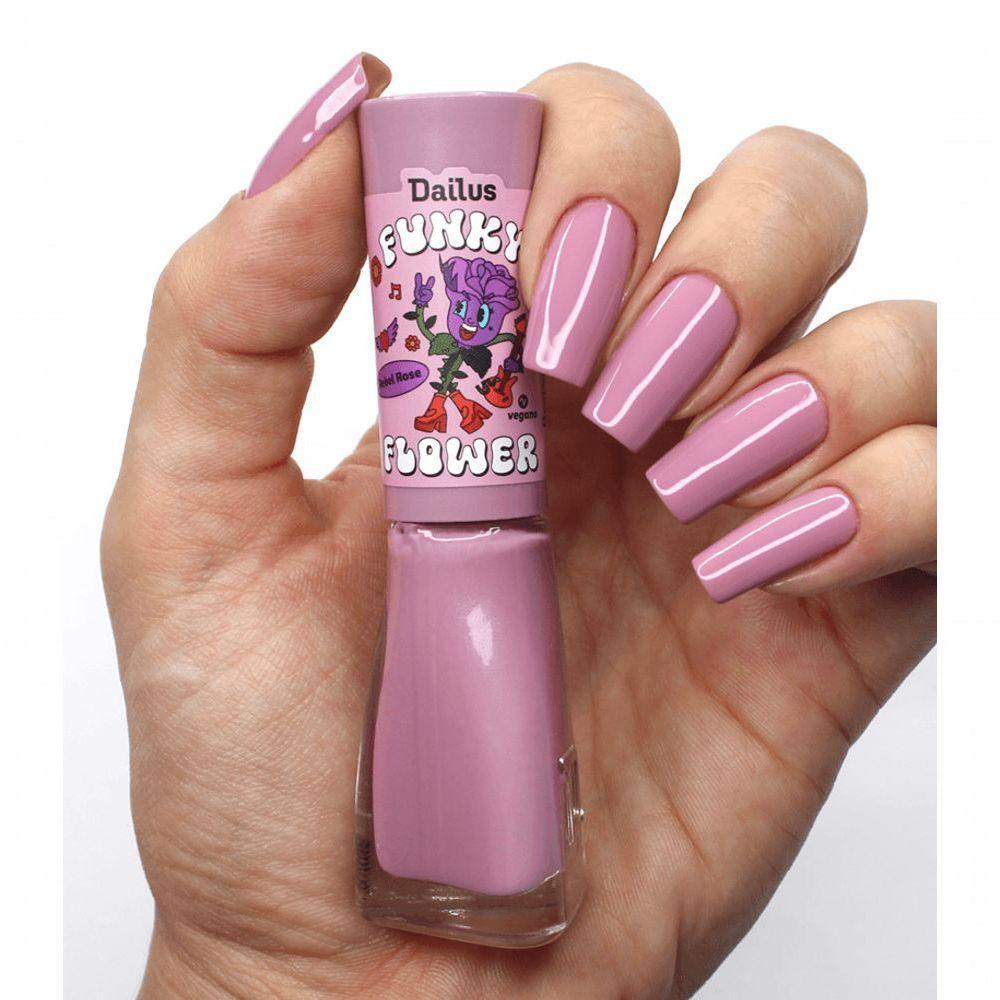Esmalte Cremoso Dailus Coleção Funky Flower 8ml Rebel Rose - 3