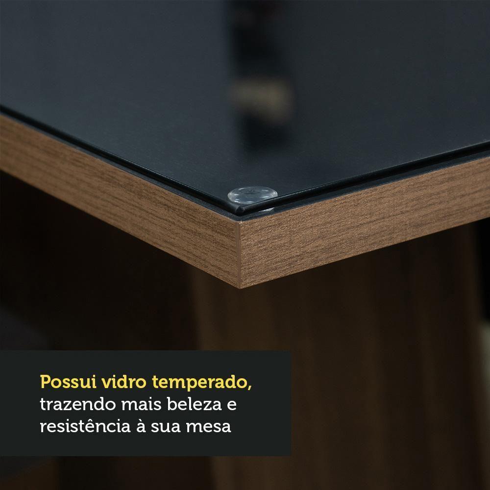 Conjunto Sala De Jantar Mesa Tampo De Vidro 6 Cadeiras Geórgia Madesa Rustic Preto Oxford - 6