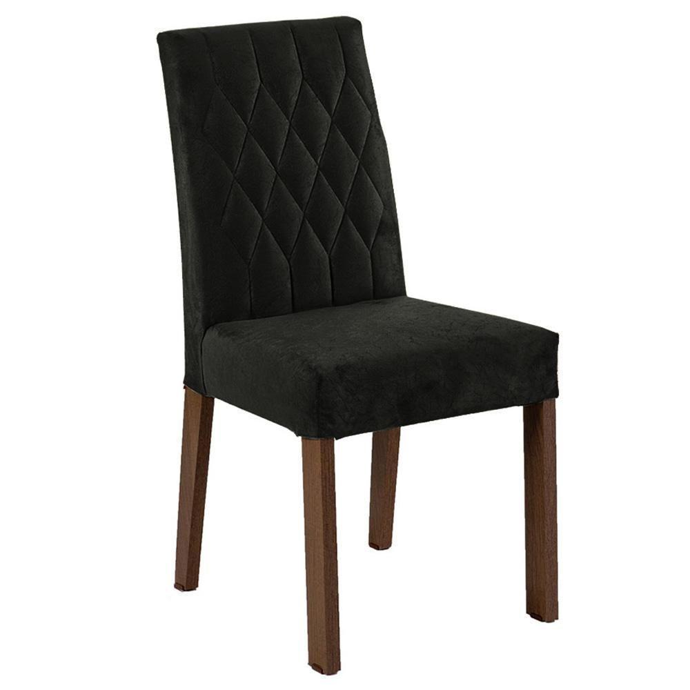 Conjunto Sala De Jantar Mesa Tampo De Vidro 6 Cadeiras Geórgia Madesa Rustic Preto Oxford - 7