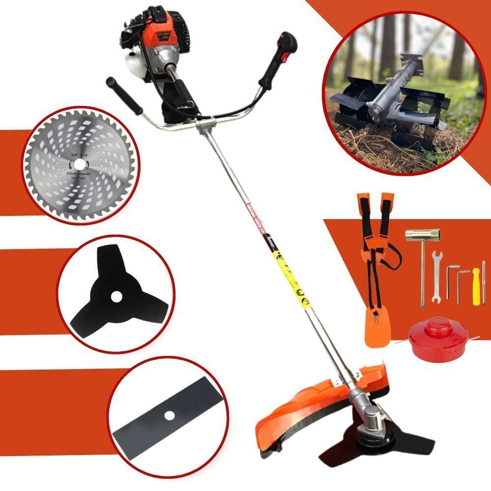 Roçadeira E Capinadeira Profissional A Gasolina Importway Iwrger2t5x163 3hp, 63cc Kit 5x1 Com 3 Facas + Enxada Rotativa - 2