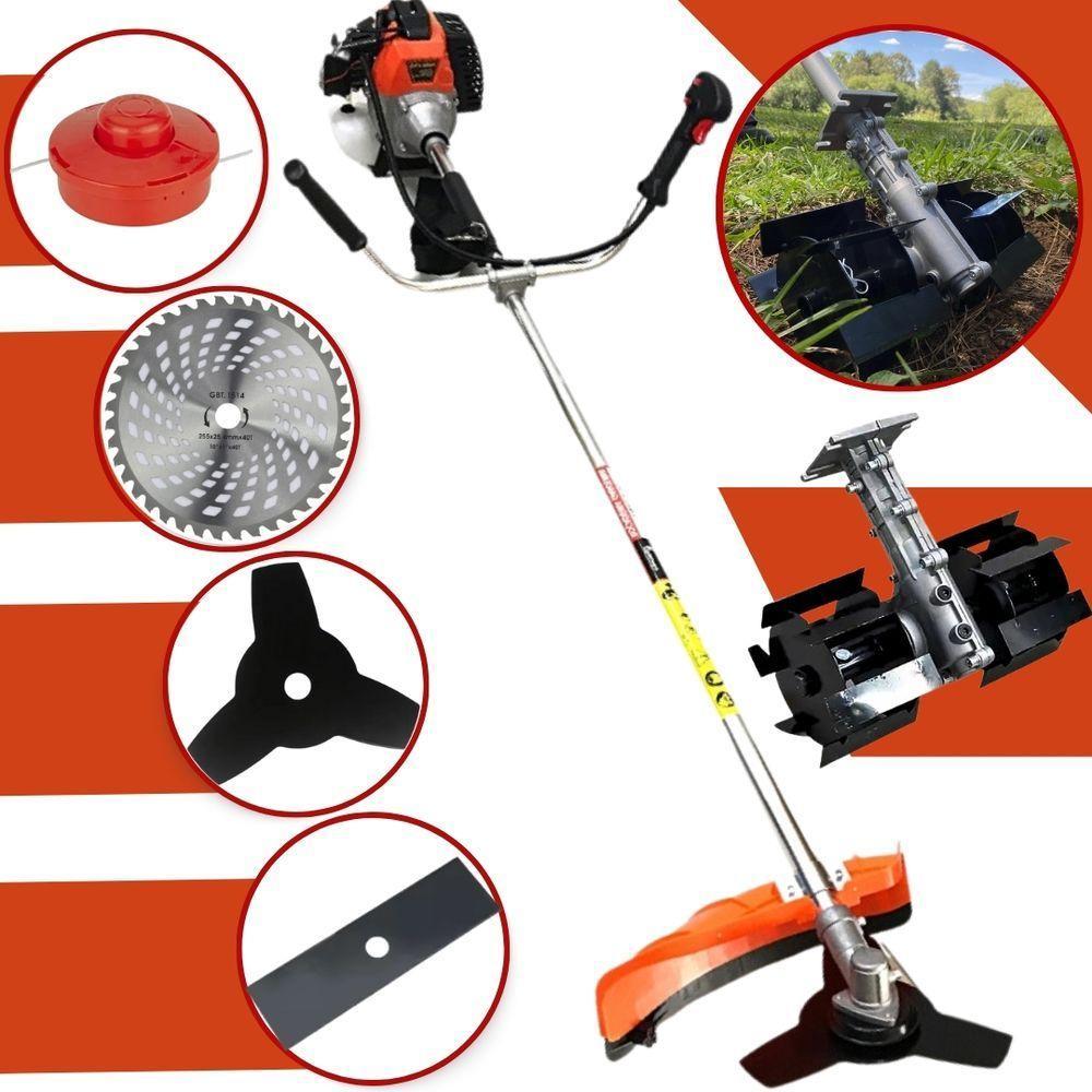 Roçadeira & Capinadeira Importway 3hp 63cc Com Enxada Rotativa 9 Estrias + Lamina Videa, Lamina 3p, Faca 2p E Carretel - 2
