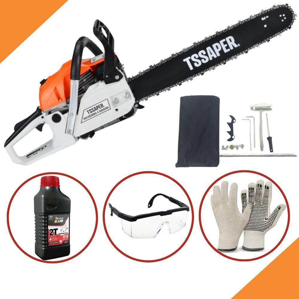 Motosserra A Gasolina 52cc Sabre 20 Profissional T-ssaper Mg52cc Com Kit Oleo Toyama 2t + Oculos + Luvas - 2