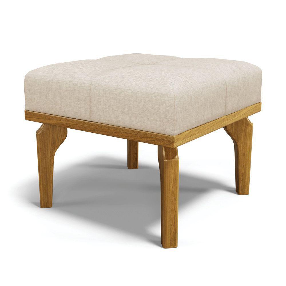 Poltrona De Amamentação Com Balanço E Puff Manu Linho Base De Madeira - D'rossi Cor Bege - 5