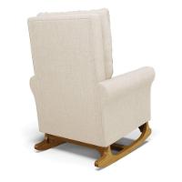 Poltrona De Amamentação Com Balanço E Puff Manu Linho Base De Madeira - D'rossi Cor Bege - 6