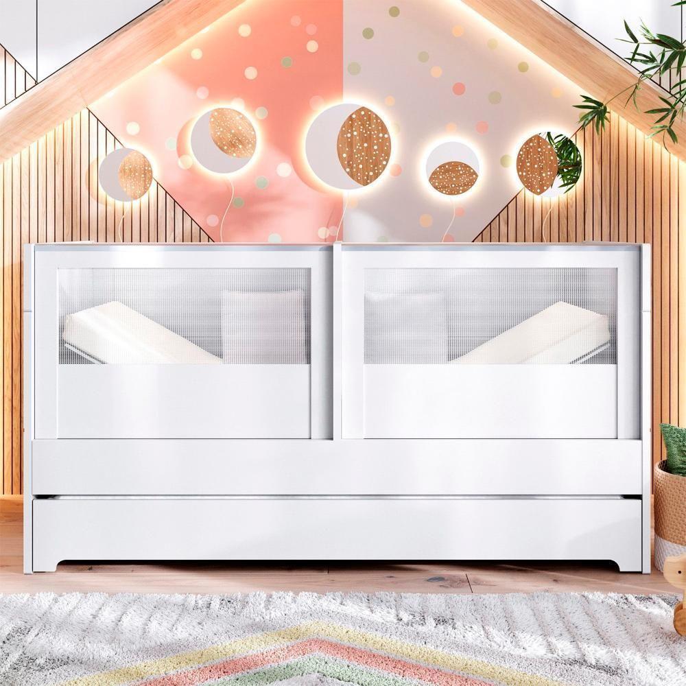 Berço Duplo Para Gêmeos Coleção Sol E Mar Divicar Branco - 1