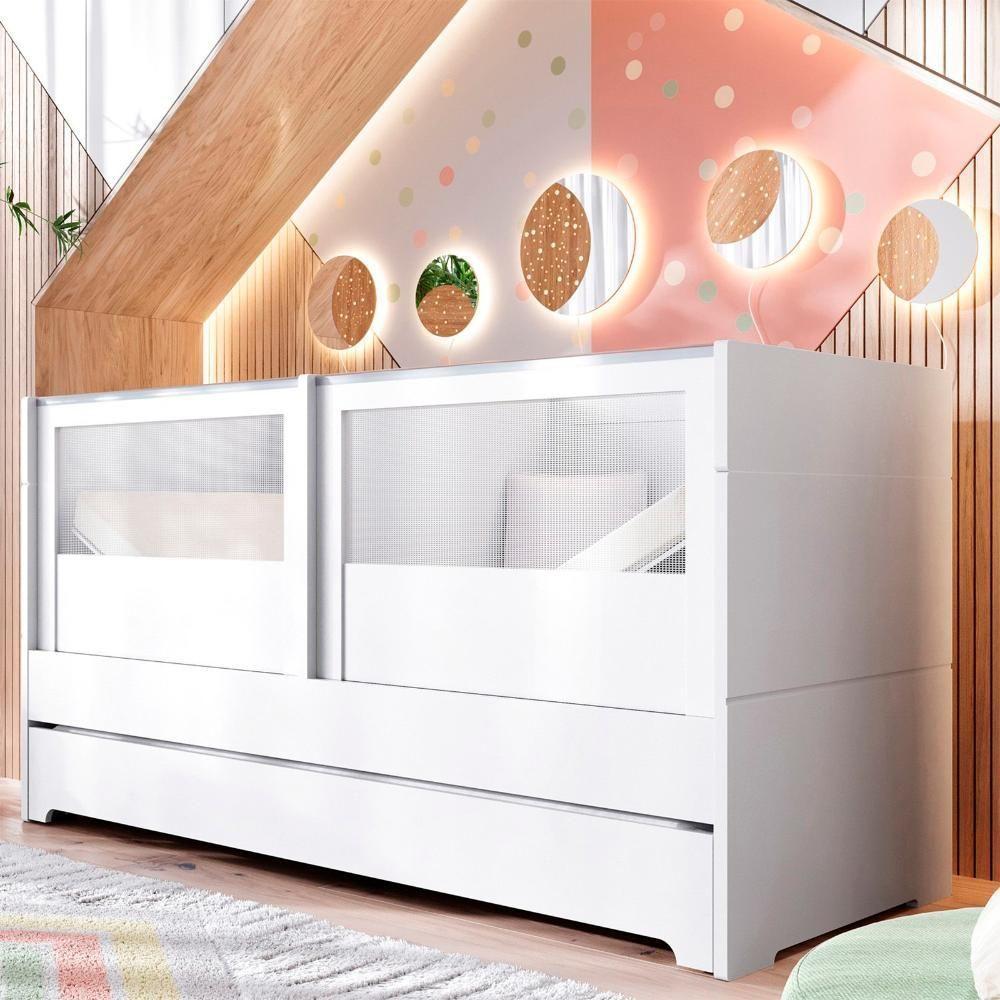 Berço Duplo Para Gêmeos Coleção Sol E Mar Divicar Branco - 2